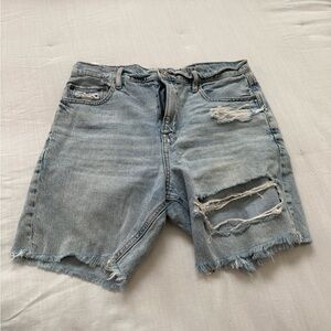 American Eagle Outfitters Blue Distressed Jean Shorts